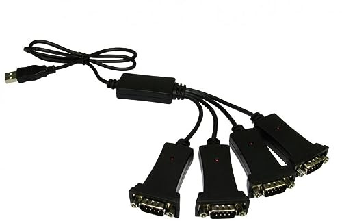 rhinocables USB to QUAD Serial RS232 DB9 Adapter Converter Cable Lead | Versatile Compatibility: Enjoy broad system support with the USB to Serial Converter, compatible with Windows 98SE