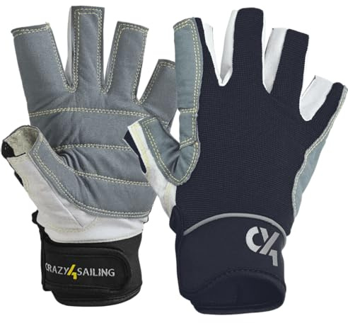 crazy4sailing Segelhandschuhe Herren & Damen Racing – Kurzfinger für Segeln, Kajak & Fahrrad – Griffiger Amara & Spandex Mix – Atmungsaktiv für Jolle & Sportboot