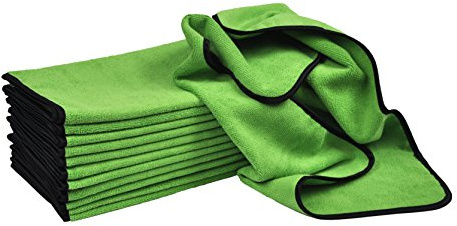 Detailer's Preference 390 GSM Premium Microfiber Towels, Ultra Soft, Lint-Free, Streak-Free, Highly Absorbent, Scratch-Free Cleaning & Drying Cloths for Auto, Home & Detailing, 16x24, 12-Pack, Green