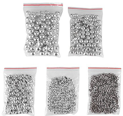 Perlen Nieten gemischtes Set mit Knöpfen und runden Nieten für Ledertaschen Handtaschen Schuhe Kleidung Armband Bastelprojekte Handarbeit Bastelzubehör (Silver Set)