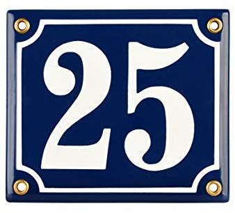 Hausnummer Hausnummernschild Emaille 12x14 cm mit Wunschnummer Premiumqualität Hausschild, Vorbohrungen, Personalisierte, Hausnummernschilder, Türschild, Wunschtext