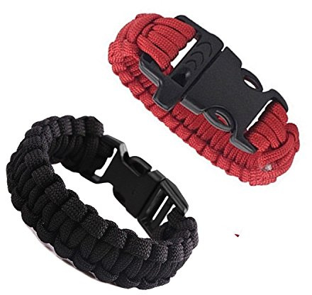 L&F Home Paracord Bracelet Set for Men Women Bracelets Rope Braided with Parachute Cord for Emergency Outdoor Survival- Great Party Favors Return Gifts (Red/Black)