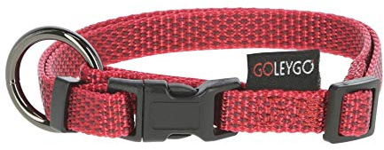 Kerbl GOLEYGO Hundeleine Flat + Halsband, Rot, Größe S 1,4-2m, Sicherer Magnet-klick-verschluss, Inkl. Adapter-Pin, Hundeleine für kleine Hunde bis 15kg, Maximale Belastung 100kg, 87019