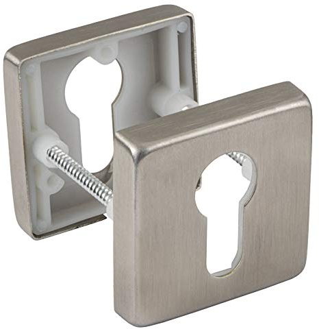 Gedotec Zylinderrosette Edelstahl matt Türrosette eckig - STEEL | Tür-Blende PZ-Zylinder Zimmertüren | Schlüsselrosette Edelstahl massiv | 1 Paar - Rosettenpaar Abdeckung inkl. Befestigungsmaterial