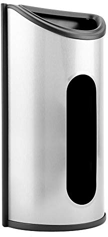 VOBOR Soporte de bolsa de plástico - Dispensador de bolsa con aberturas extra anchas y de fácil acceso Cocina de acero inoxidable Organizador de soporte de dispensador de almacenamiento