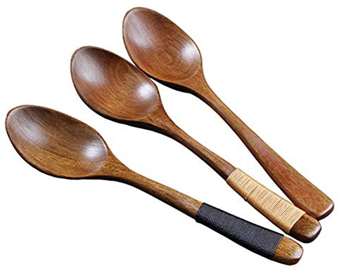 Egurs 3 Pezzi 18 cm Cucchiaio in Legno Fatto a Mano Cucchiaio da zuppa Cucchiaio Cucchiaio Cucina Cucina da Cucina Riso Cucchiaio da Servizio
