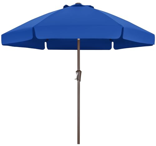 ABCCANOPY Sonnenschirm mit Kurbel & Volant, UV50+, Königsblau 230cm | wasserdichtes 100% Polyester, farbecht & lichtecht, Aluminiumrahmen mit Kippfunktion – für Garten, Terrasse & Strand