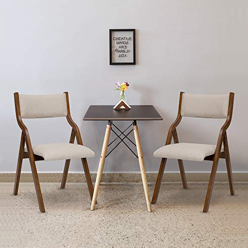 Ball & Cast Moderne klappbare Esszimmerstühle 2er-Set, klappbarer Bürostuhl mit Holzrahmen, tragbare gepolsterte Küchenstühle für Aktivitäten im Freien, Taupe