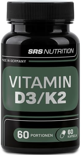 SRS®-VEGANES VITAMIN D3+K2: Für mehr Sonnenschein im Leben, Vitamin D3 aus Flechten, Vitamin K2 aus Soja (100% All-Trans-Mk7), Kleine & hochdosierte Kapseln, 1Jahresvorrat, Made in Germany