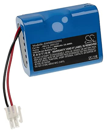 vhbw Batterie Compatible avec Hoover RBC040/1011, RBC040/1019, RBC040011, RBC040019, RBC050 Robot électroménager (2000mAh, 14,4V, Li-ION)