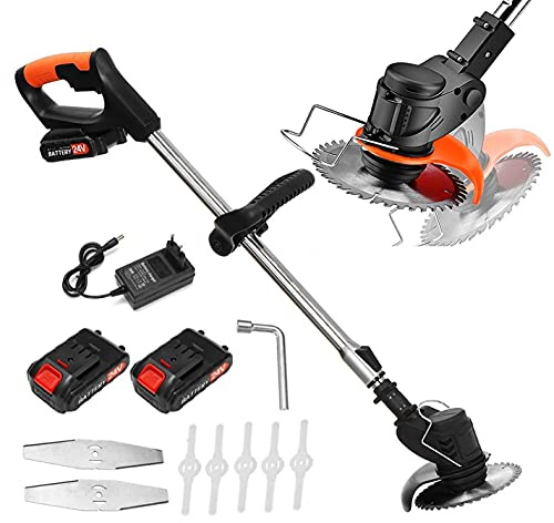 Cortadora de Césped Inalámbrica Desbrozadora Electrico 36V Batería Cortabordes ​inalámbrico Portátil Extensible con 13000mAh Baterías y Cuchilla de Metal para Recortar Césped Arbustos y Ramas