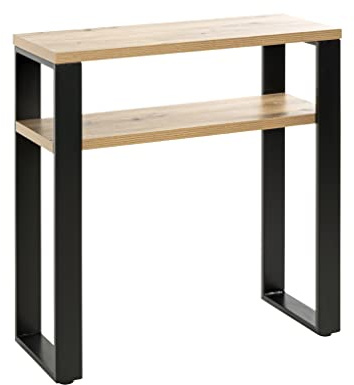 HAKU Console chêne, Noir, MDF, métal - Dim.: L 70 cm x H 75 cm x P 28 cm, Style: Modern