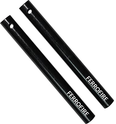 FERROFIRE Heavy-Duty Plus Ferrostäbe, riesige lange 1,27 cm x 12,7 cm, XL, gebohrt, Überlebens-Feuerstarter, gebohrter Feuerstein, Stahl, Ferroceriumstab mit einem Schlüsselband-Loch (2 Stück)