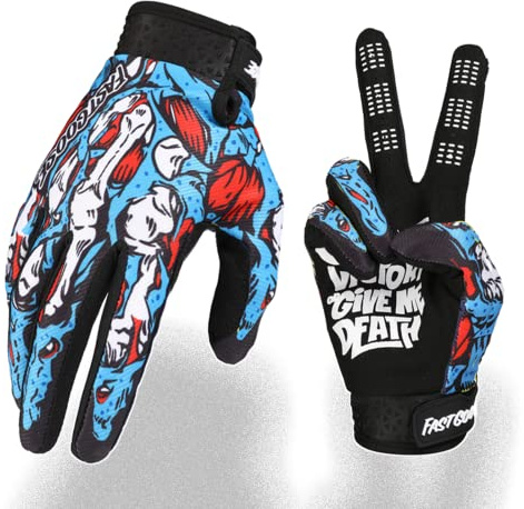 FASTGOOSE Skeleton-Paw Motorcycle Gloves for Men&Women,Cycling Glove Breathable Dirtbike Glove for ATV MTB Motocross Racing (Blue0001, Large)