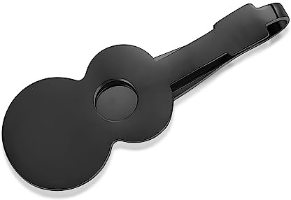 STJARNA Lustig Krawattenklammer Schwarz Gitarre Herren Damen Musik Edelstahl Krawattennadel 4.5cm für Normale Schmale Krawatten