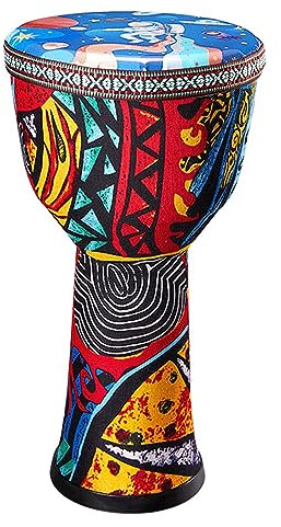 Tamburo a mano leggero da 20,3 cm con motivo a cartoni animati per principianti, Djembe Pelle di capra Tamburo di legno per adulti Strumento a percussione