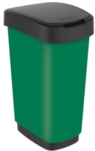 Rotho Twist Cestino per rifiuti 25l con coperchio, Plastica (PP) senza BPA, verde, 25l (33.3 x 25.2 x 47.6 cm)