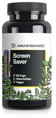 natural elements Screen Saver Augenvitamin für Gamer – 90 Kapseln mit Vitamin A – mit Lutein Zeaxanthin und Vitamin E – vegan, hochdosiert, ohne unnötige Zusätze – in Deutschland laborgeprüft