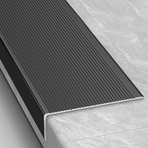 Anti Rutsch Treppenkante Treppenkantenprofil Treppenprofil l Form Aluwinkel Treppenprofil Kantenschutz Treppenkante Aluminium Einfache Montage für Parkett und Laminat (Color : Matte Black, Size : 3x