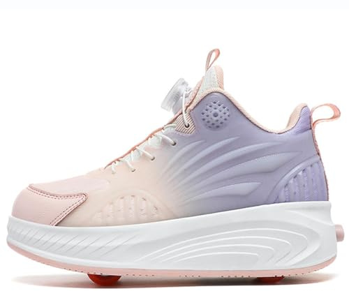 Kmrlofiy Rullskor för flickor, skateboardskor för flickor, rullskridskor, multifunktionsskor 2-i-1 rullskridskor, utomhussportskor, Kbd P21, 37 EU