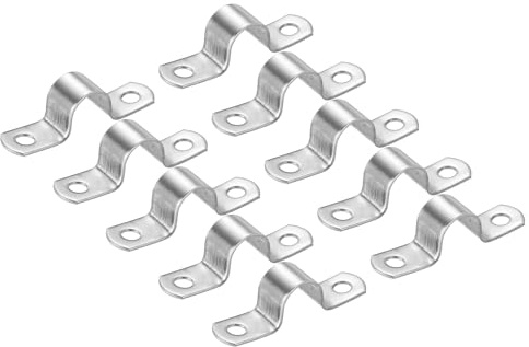 PATIKIL 14mm Rigid Pipe Strap Clamp, 10 Pcs Silver Stainless Steel U-Shape Pipe Clamp