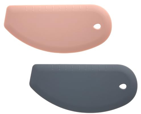 2pcs Silicone Dough Scraper, Curved Edge Bench Scraper & Stainless Steel Sheet Flexible Pastry Scraper Bread Cutter Bowl Pan Scraper Tool for Baking Sourdough Bread Proofing Cake Basket(Pink, Grey)