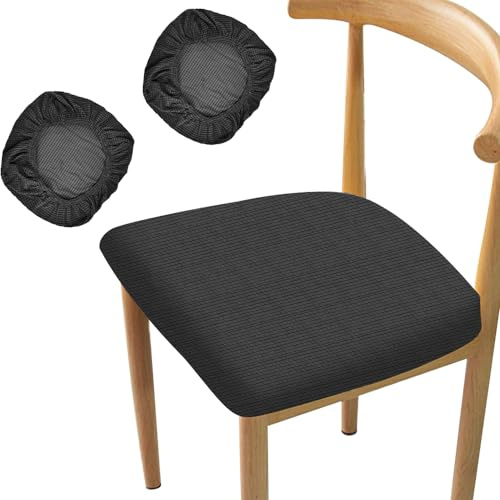 CAREDGO 2 Fodera Sedia Ufficio Copri Sedia da Ufficio Copertura Sedia Ufficio Coprisedia Elasticizzato 38-50 cm per Sedie da Ufficio, Sedie da Sala da Pranzo, Bar, Sedie Girevole (Nero)