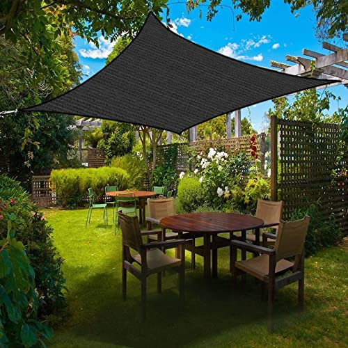 Vela Ombreggiante, Tenda Vela Ombreggiante Rettangolare, Telo Ombreggiante per Serra Antivento, Protezione UV Tenda da Sole, con Kit di Fissaggio, per Esterno/Giardino/Piscina (Nero, (300cm*400cm))