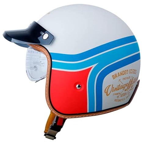 Demi-Casque Moto À L'allemande Vintage Casques Ouverts Rétro avec Visière Street Cruiser Jet Style Casque Hommes Et Femmes Homologués ECE Scooter Mobylette Casque Moto Bols 3,M:57-58CM