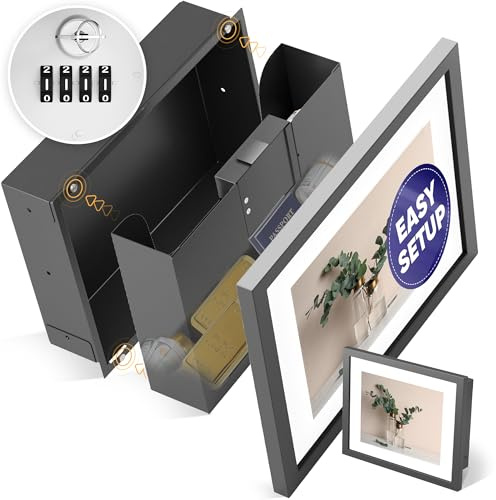 Elder Welder® Hidden Wall Safe | 100% Real, Replaceable Picture Frame Included | Robust Metal Build | Combination Lock | Fits Perfectly Between 16 | Hidden Safe | Small In Wall Safe Between Studs