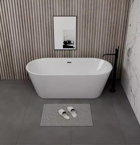 Freestanding Bath Double Ended Bathtub Deep in White or Black Includes Waste 1600mm 1700mm (White 1600mm)