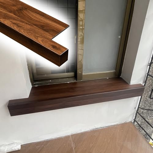 Protector de Alféizar de Ventana Placa de Cubierta para Alféizar de Ventana para Exteriores Acabado con Veta de Madera, Protector dde Alféizar de Ventana para Oficina / Porche, Moldura para Ventana Sa