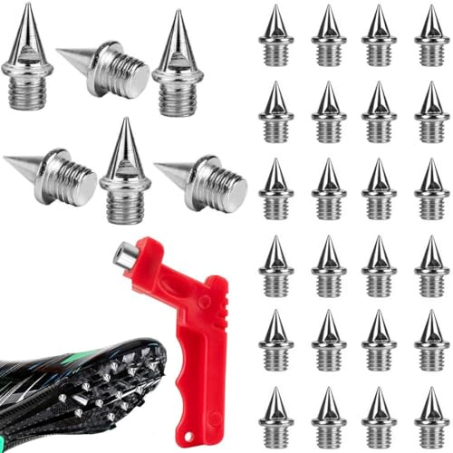 COYUN 30 Piezas Púas de Zapato 6mm Llave de Púa con Púas, Clavos Atletismo, Púas de Acero Resistentes 6mm Púas de Repuesto Pirámide Zapatos Atléticos Púas de Repuesto Salto Largo Correr Senderismo