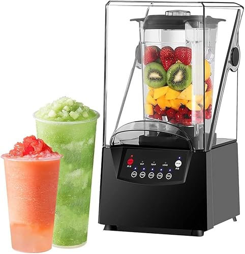 Licuadora portátil, batido comercial insonorizado multifunción, hielo triturado con capucha, licuadora de batidos insonorizada, para leche, té, café, postre, tienda de ocio