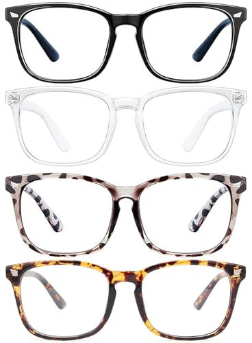 Syylqyr 4 Pcs Blue Light Glasses Men, Blue Light Glasses Womens Prevent Headache and Eye Fatigue, Anti Glare Glasses Computer Glasses for Gaming TV Reading Outdoor