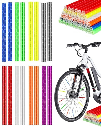 KGDUYC 16 Pcs Riflettori per Raggi per Biciclette,Catarifrangenti,Visibilità a 360 ° Montaggio Facile, Tubo Riflettore per Ruote per Bici, Protezioni per Luci di Avvertimento per Ciclismo Notturno