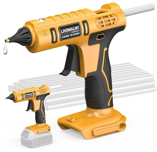 Cordless Hot Glue Gun for Dewalt 20V Battery: Hot Glue Gun Kit for Dewalt Tools in Crafting, Wood, PVC, Glass, Home Repair with 30 Pcs 0.27 * 5.9 inch Hot Glue Sticks (Battery Not Included)