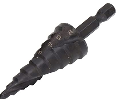 Punta per Trapano a Gradini HSS Alesatore per Fori a Conica con Gambo Esagonale e Design a Doppia Scanalatura per Metallo Legno Plastica 9 Gradini da 4mm a 20mm