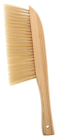 BATHVEVE Plastic Bed Brush Wooden Handle, Yellow Dusting Brush for Clothes and Bedding, Stiff Pet Bristles Cleaning Duster for Home Use