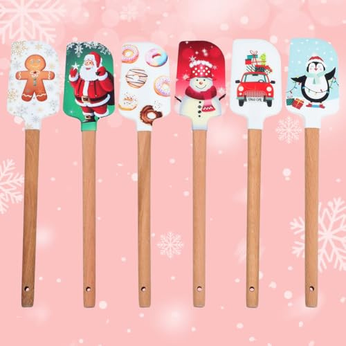 JECOMPRIS 5 Stück WeihnachtspläTzchen Spatel: Weihnachten Kuchen Spatel mit Schneemann Lebkuchenmann Und Weihnachtsmann für Kochen Backen RüHren