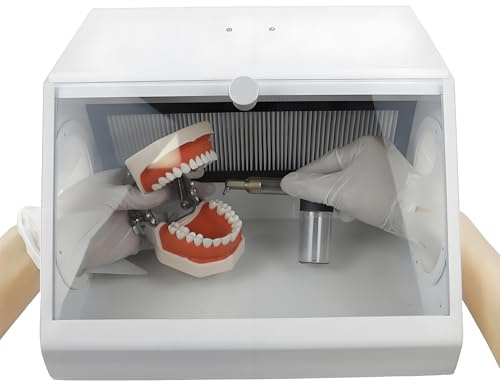 Scatola for sabbiatura, aspiratore di polvere dentale professionale, aspiratore di polvere for sabbiatrice da laboratorio con sorgente luminosa a LED da 5500K, adatto for assorbire la polvere di sabbi