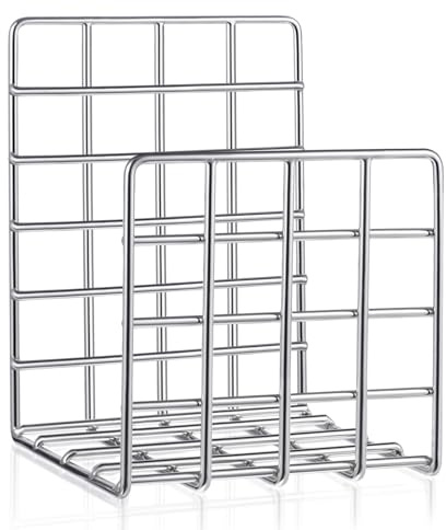 AceOrbit Metal Magazine Rack Holder, 304 Stainless Steel Metal Vinyl Record Stand Holder Record Book Stand Multipurpose Storage Display for Album Lps Magazine File Organizer Living Room Bedroom Office