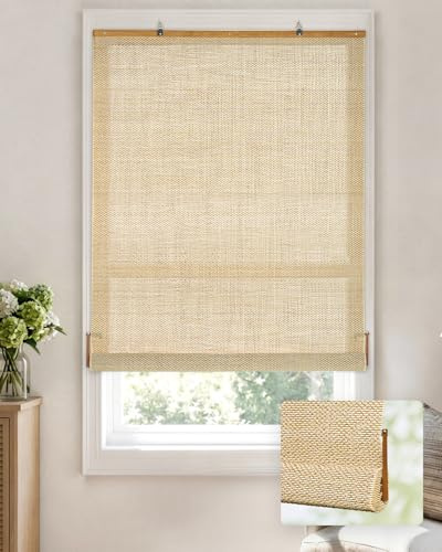 LazBlinds Manual Roll-up Bamboo Blinds, 23 W x 48 H, Star-Beige