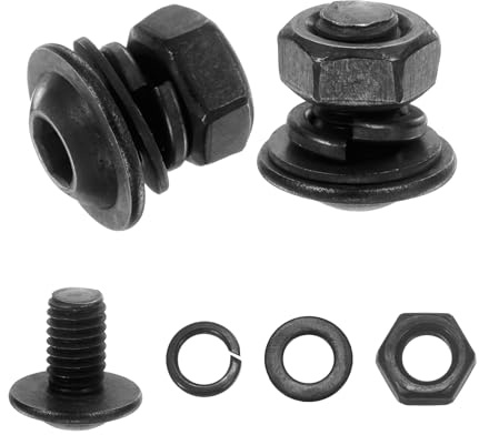 sourcing map 20 viti a testa bombata flangiata M6 x 10 mm, in acciaio inossidabile 304, bulloni di fissaggio con dadi piatti e rondella di bloccaggio, nero