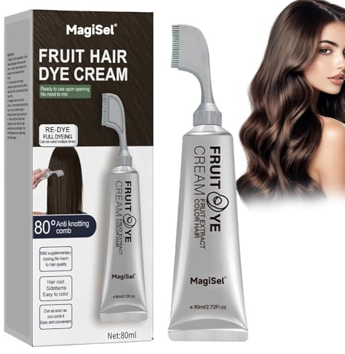 Mörkbrun hårtoning tillfällig hårfärg, Fruit Dyeing Cream, Hair Dye Cream With Comb For Grey Hair Cover för daglig cosplay-fest, 80 ml