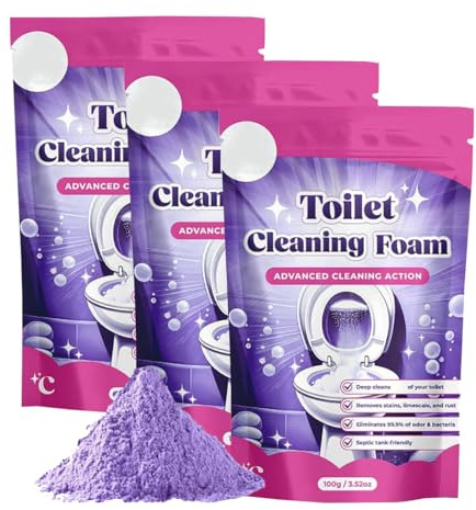 Toilettenreiniger, Toilettenreinigungsschaumpulver, Schaum-Toilettenreiniger für eine gründliche, frische Reinigung, Zitrone frisch, geruchlos (3 pcs)