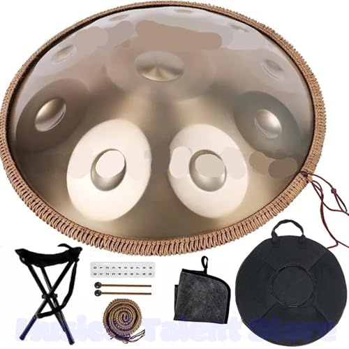 440 Hz, 432 Hz Gold-Handpan-Trommel mit Stahlzunge for Yoga, Meditationsinstrument, Anfänger, 22 Zoll, 9, 10, 12 Noten(22 in 12 notes 432HZ)