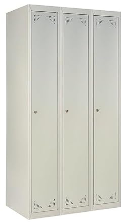 MAESTRO FERRETERO Taquilla Metálica de Vestuario Desmontada 3 Puertas 3 Módulos Gris (750 x 1800 x 460 cm) Uso Profesional en Chapa de Acero