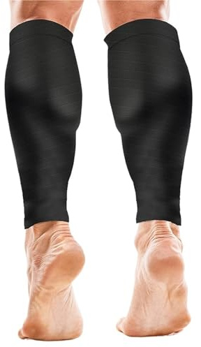 Espinillera 1 par de Mangas compresión Deportivas for pantorrillas, Soporte for, Protectores piernas, espinilla, Ciclismo, Carrera, Baloncesto, fútbol(A-Black)