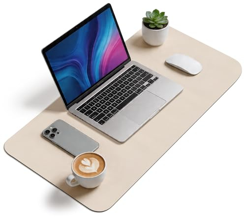 YISH Tapis de Bureau Sous Main, Desk Mat Antidérapant 80 x 40 cm Imperméable Tapis de Souris pour Ordinateur Portable/Clavier/Souris/Bureau et Maison (beige)